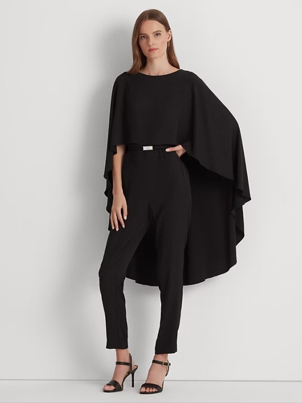 LAUREN RALPH LAUREN I NWT US 4 Caped Georgette Jumpsuit I black I no belt I $365